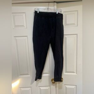 Varley Miles Pants Womens Medium Black Jogger Sweatpants Slim Taper Cotton Twill